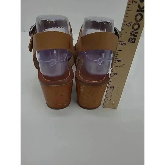 Lucky Brand Chunky Heeled Open Toed Sandals Women's Size 9.5 "Wood" Bottom Y2K - Picture 6 of 11